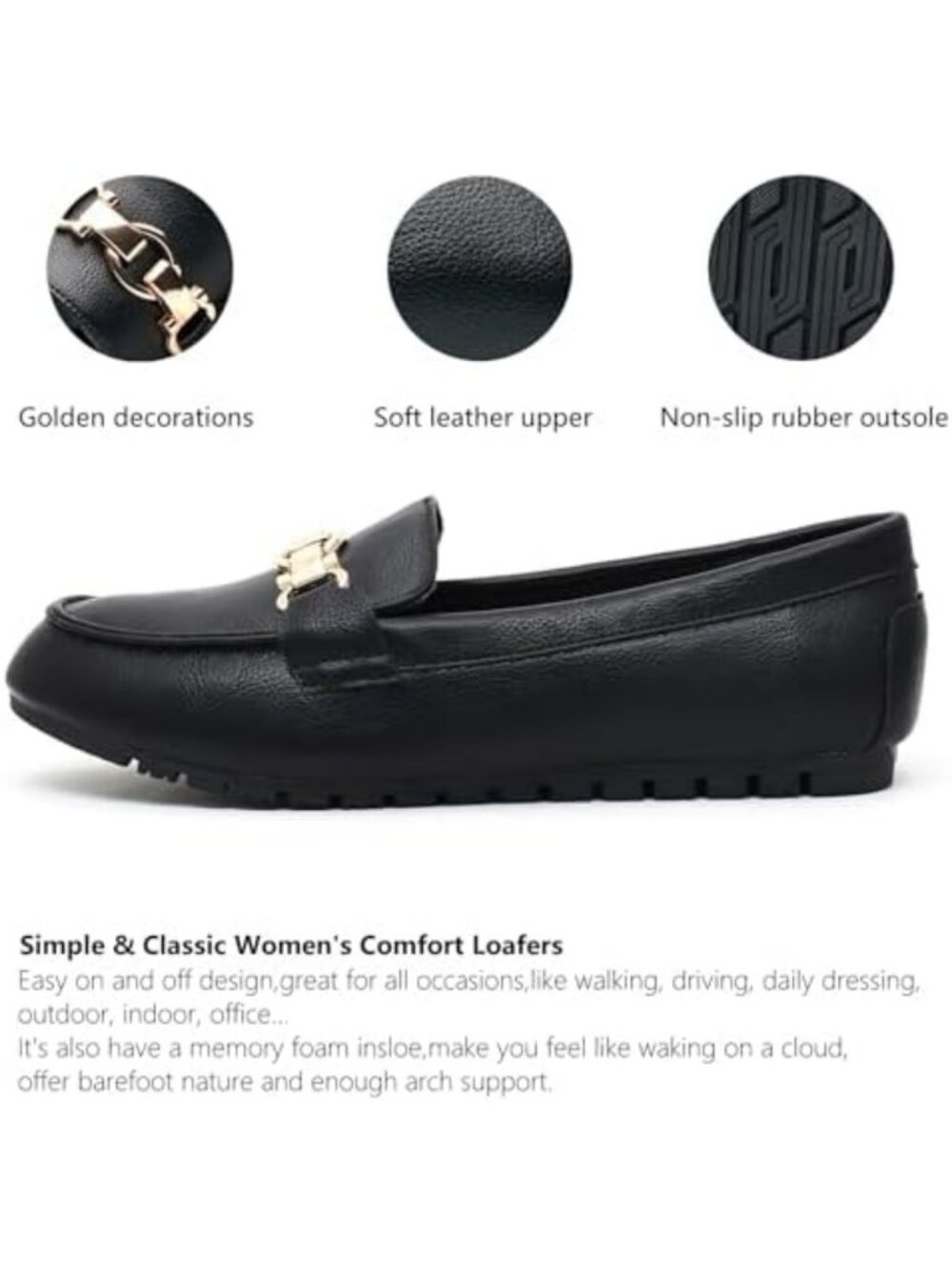 Comfortable Women's Penny Loafers - Lightweight Business Casual Slip-On Flats - Picture 4 of 6